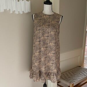 SHEIN Tan Black Sleeveless Mini Dress Ruffle Hem Women's S 4